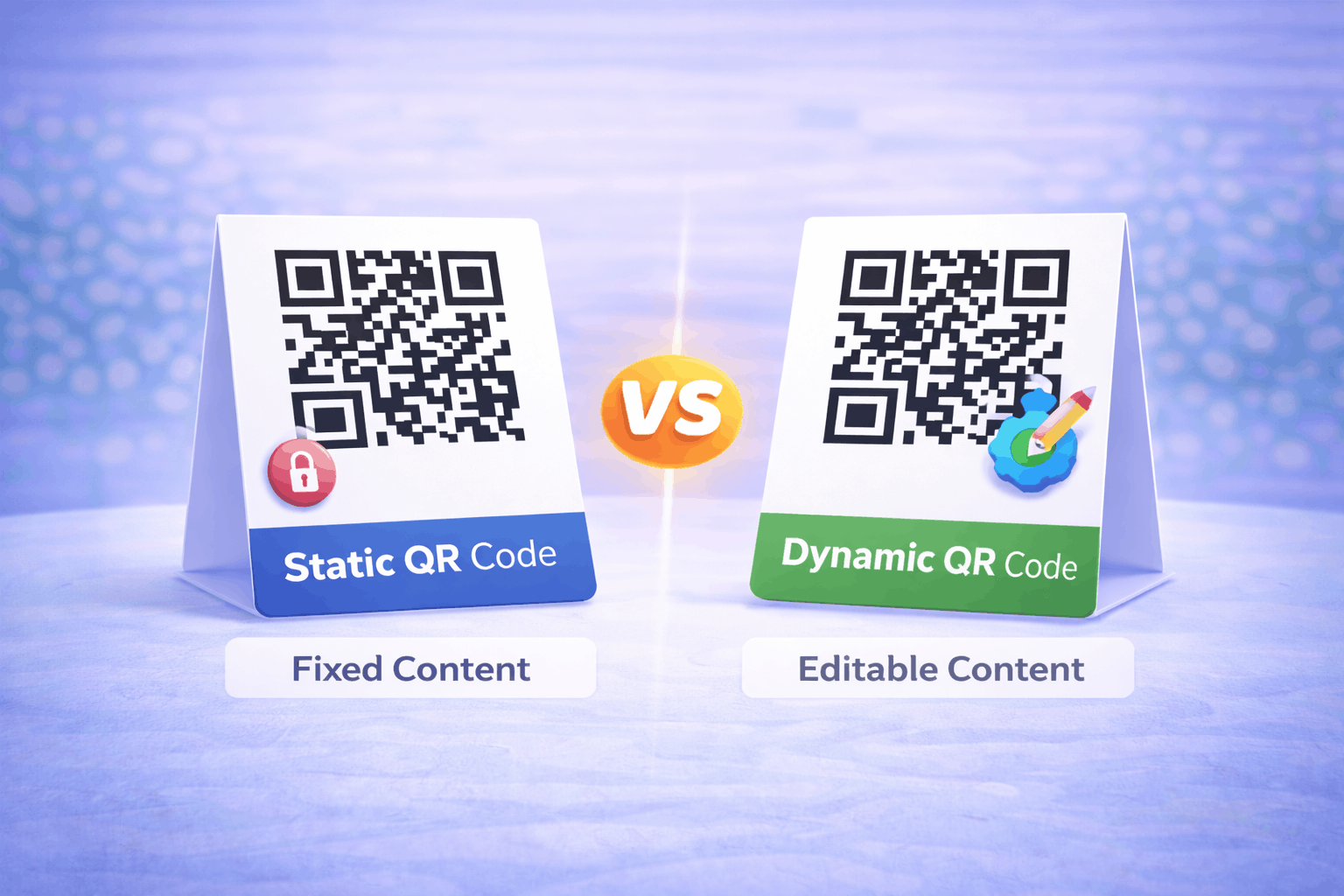 Static vs dynamic QR code comparison illustration