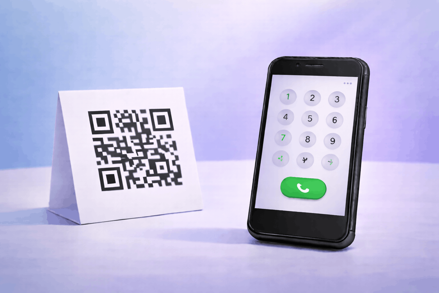 Call QR code that allows users to make a phone call instantly after scanning