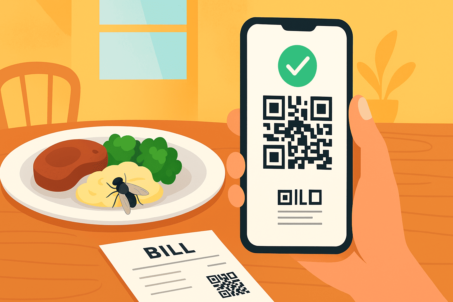 Found a Fly in Your Food? Just Scan the QR Code and Report It Instantly!